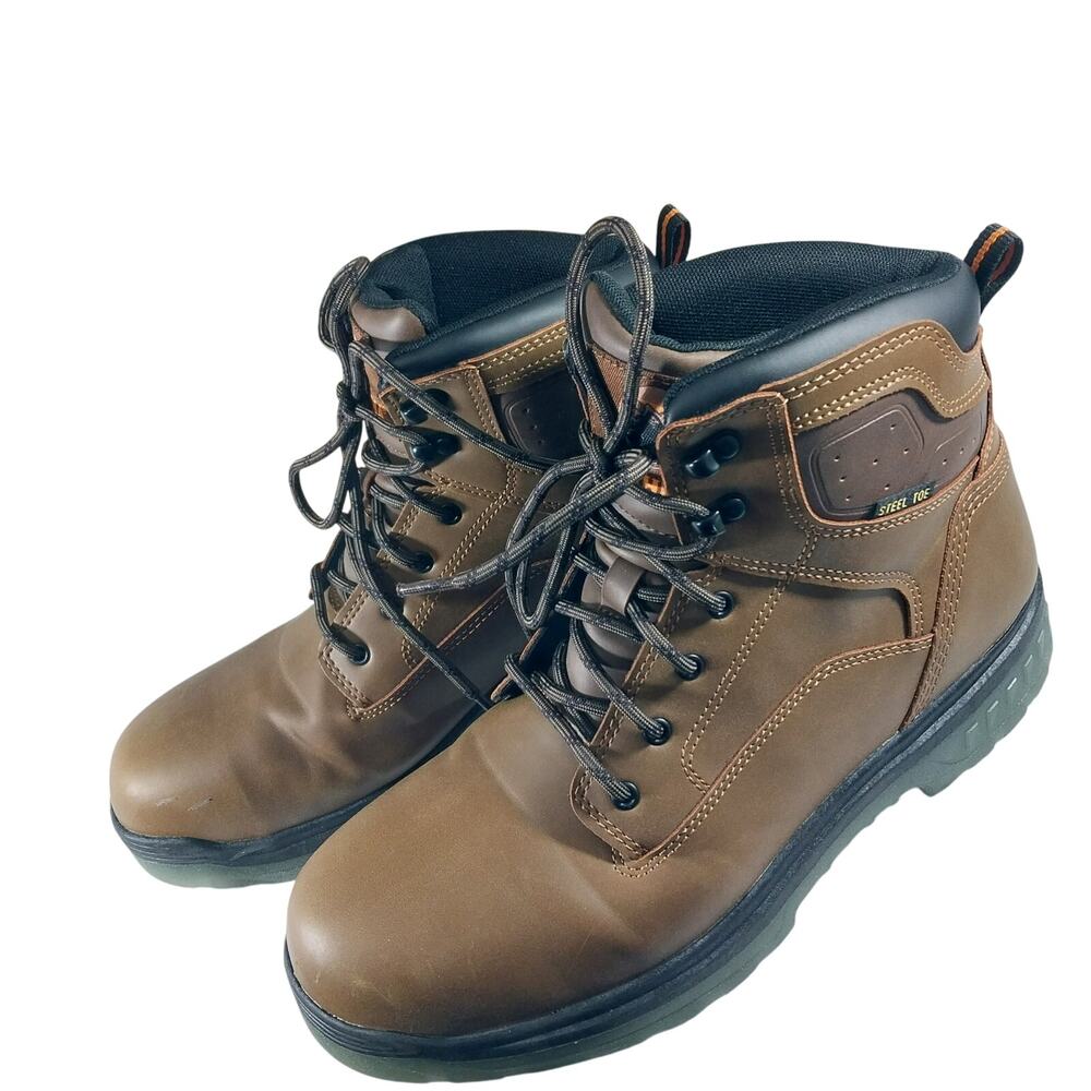 NWT! BRAHMA! COMBUSTION TAN HEAVY DUTY STEEL TOE, FLEX SOLE WORK BOOTS! SZ 10.5